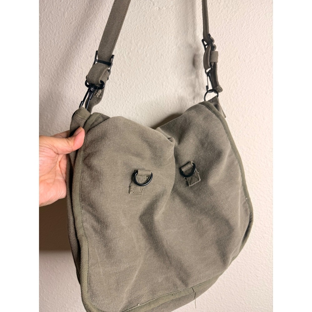 Vintage Military Canvas Messenger Bag Olive Green Ammo Cartridge Loop Crossbody